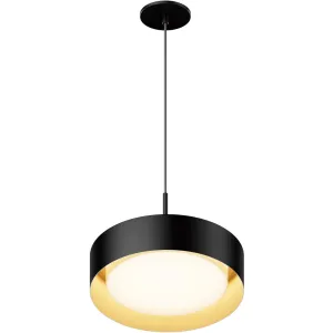 Echo 13 in. LED Pendant Light Black finish with Gold interior