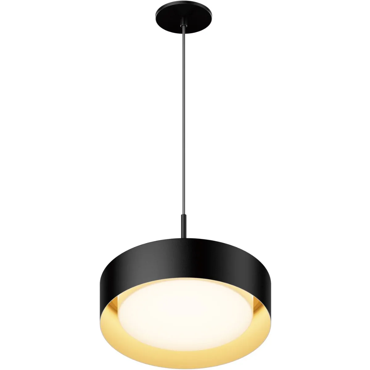 Echo 13 in. LED Pendant Light Black finish with Gold interior