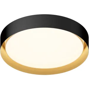 Echo 24 in. LED Flush Mount Light, Selectable CCT Black Finish with Gold interior