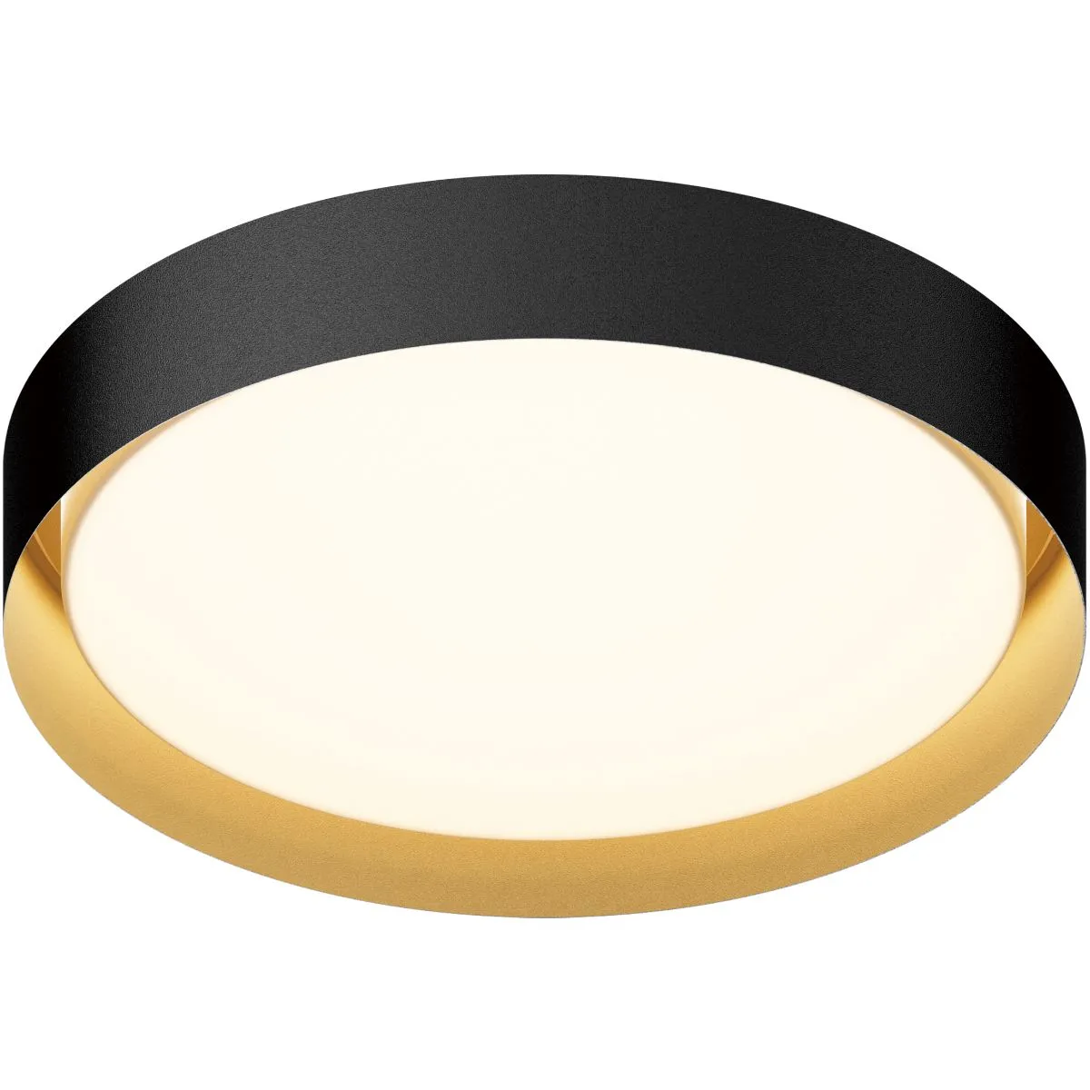 Echo 24 in. LED Flush Mount Light, Selectable CCT Black Finish with Gold interior