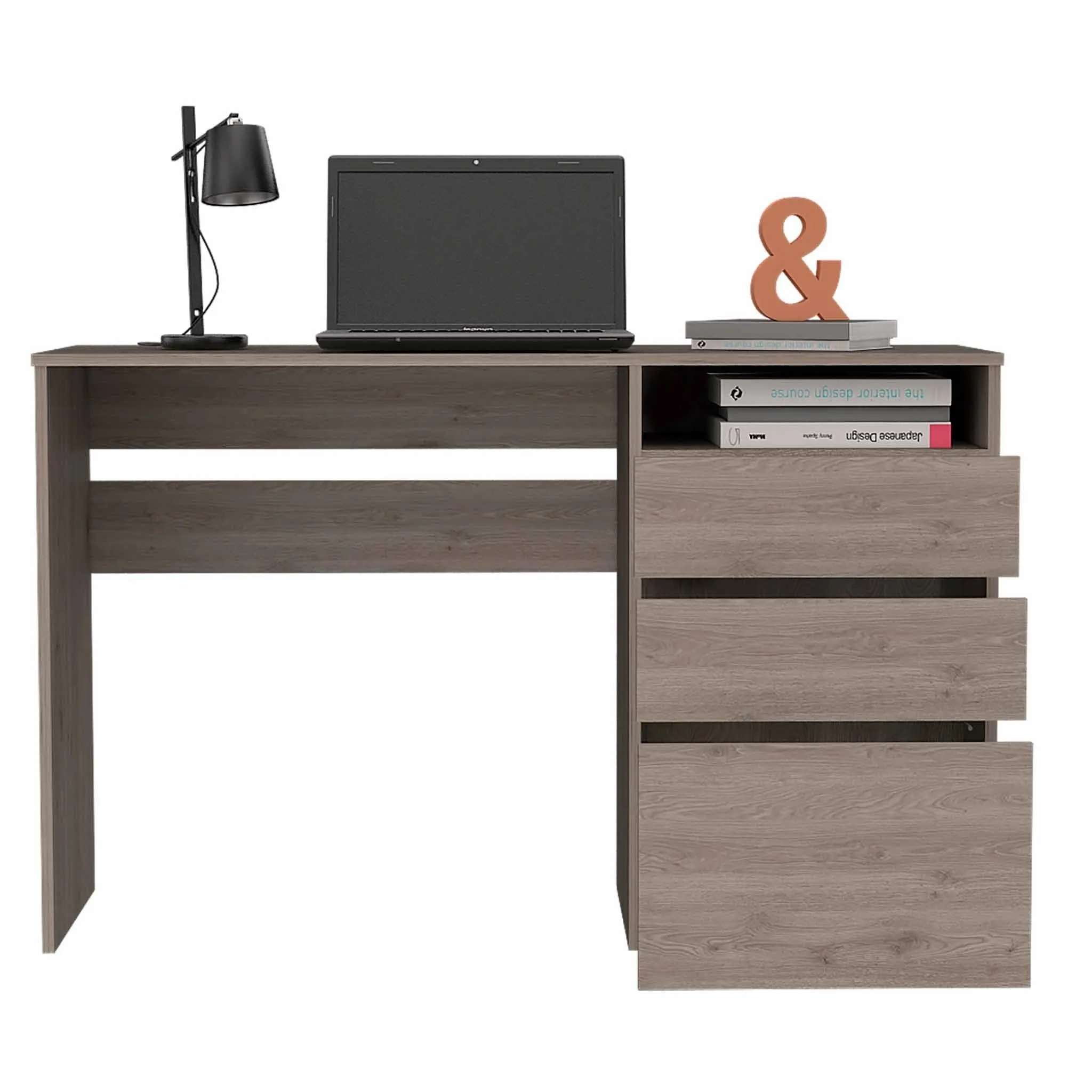 Echo Light Gray Computer Desk with Three Drawers By Homeroots