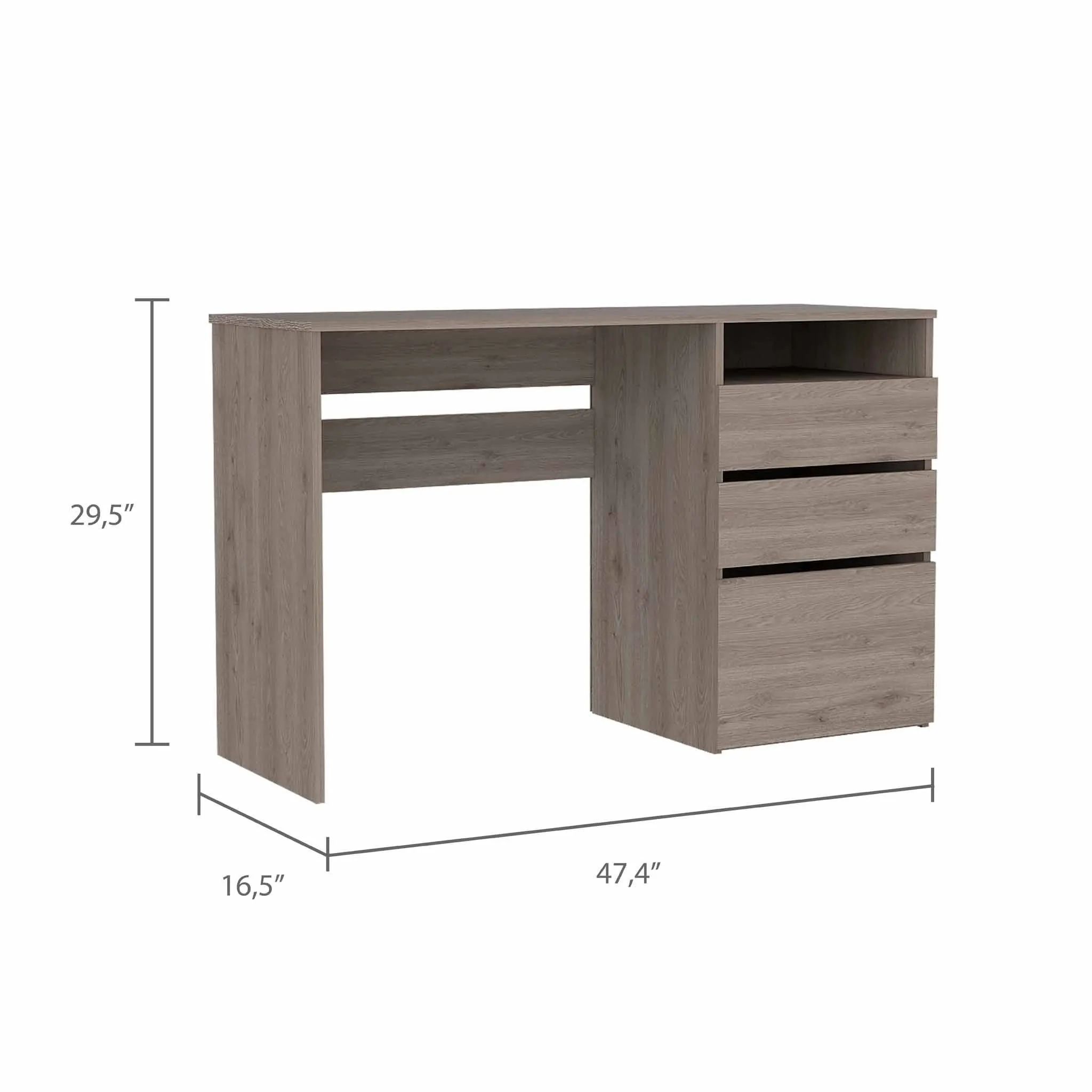 Echo Light Gray Computer Desk with Three Drawers By Homeroots