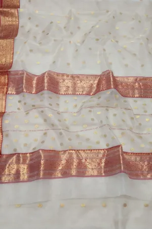 Elegant Off White Chanderi Katan Silk Saree