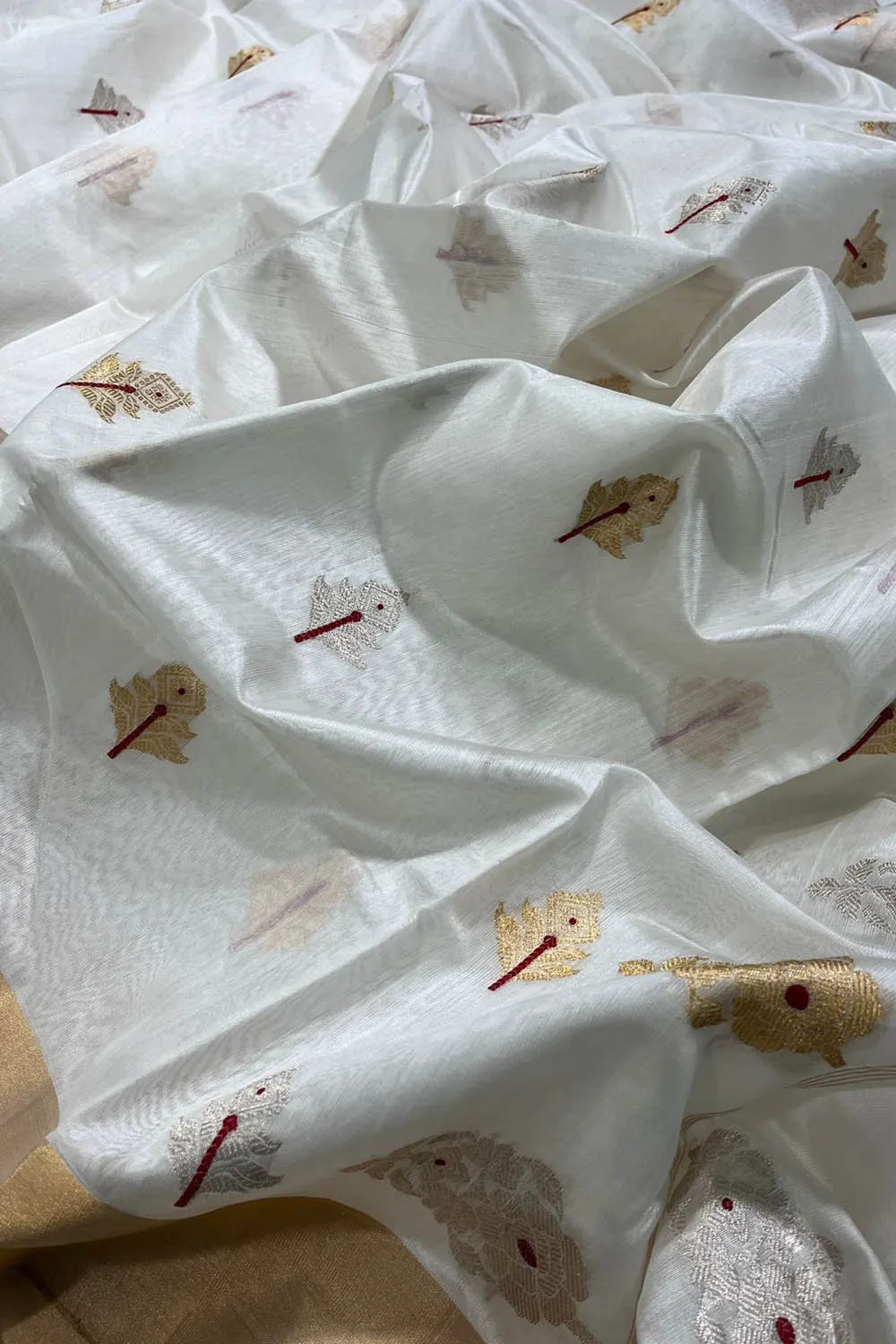Elegant Off White Chanderi Silk Saree