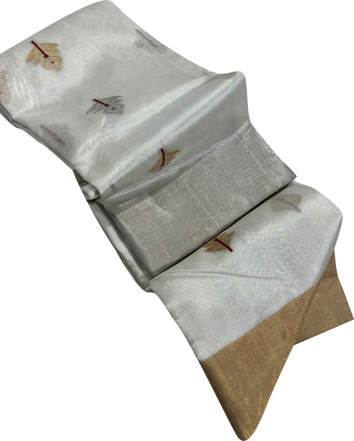Elegant Off White Chanderi Silk Saree