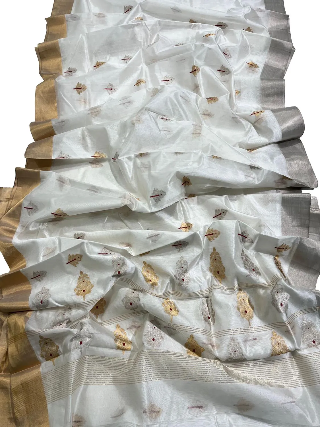 Elegant Off White Chanderi Silk Saree