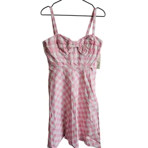 Eliza J Womens Sz 8P Pinup Style Light Pink Buffalo Plaid Midi Length NEW