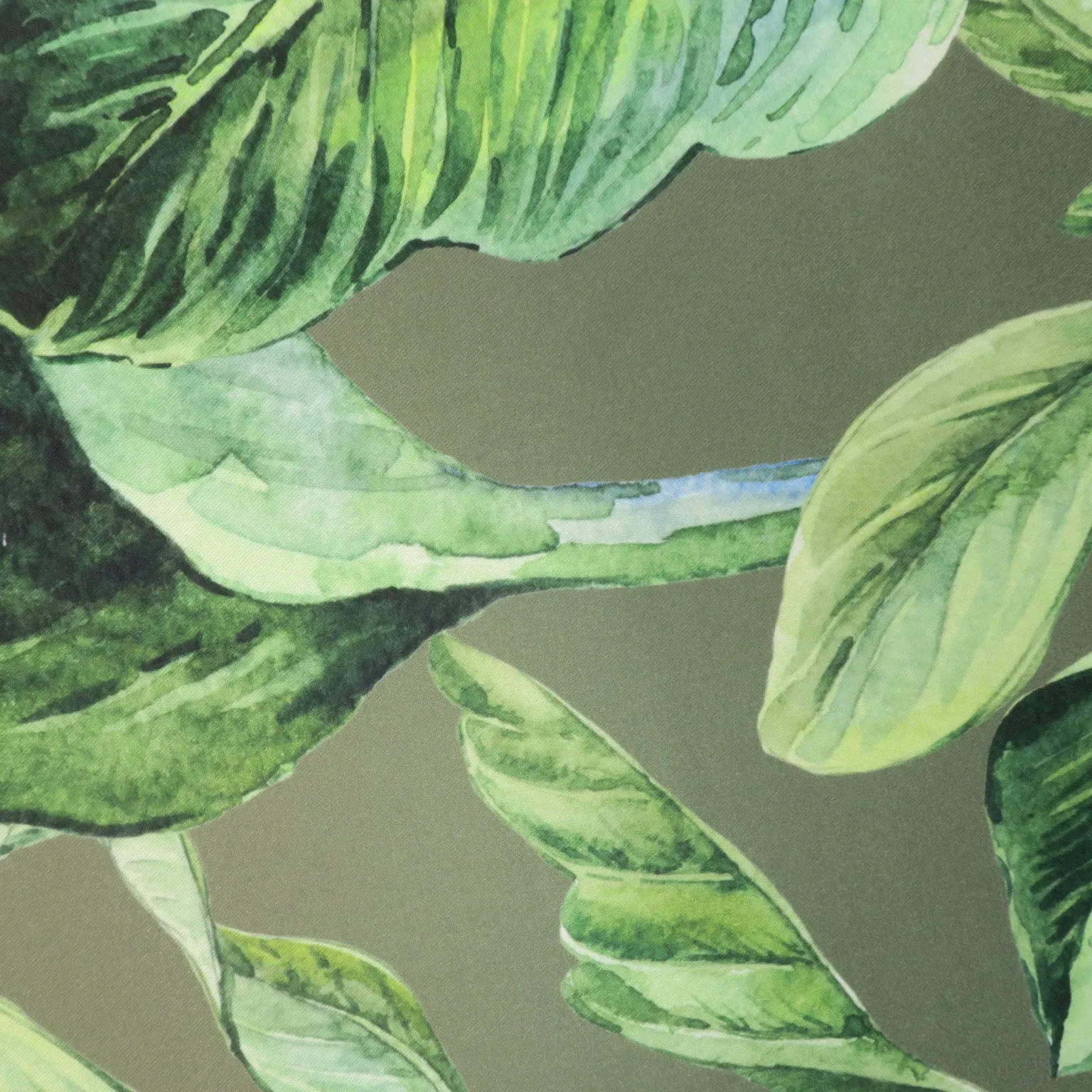 Green Floral on Green Background Printed Polyester Mikado Fabric