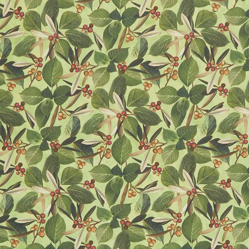 Harlow - Leaves and Berries Green Multi Digitally Printed Yardage