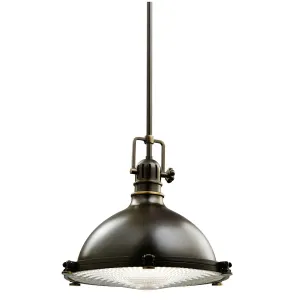 Hatteras Bay 13" 1-Light Pendant Light with Clear fresnel glass, Olde bronze Finish