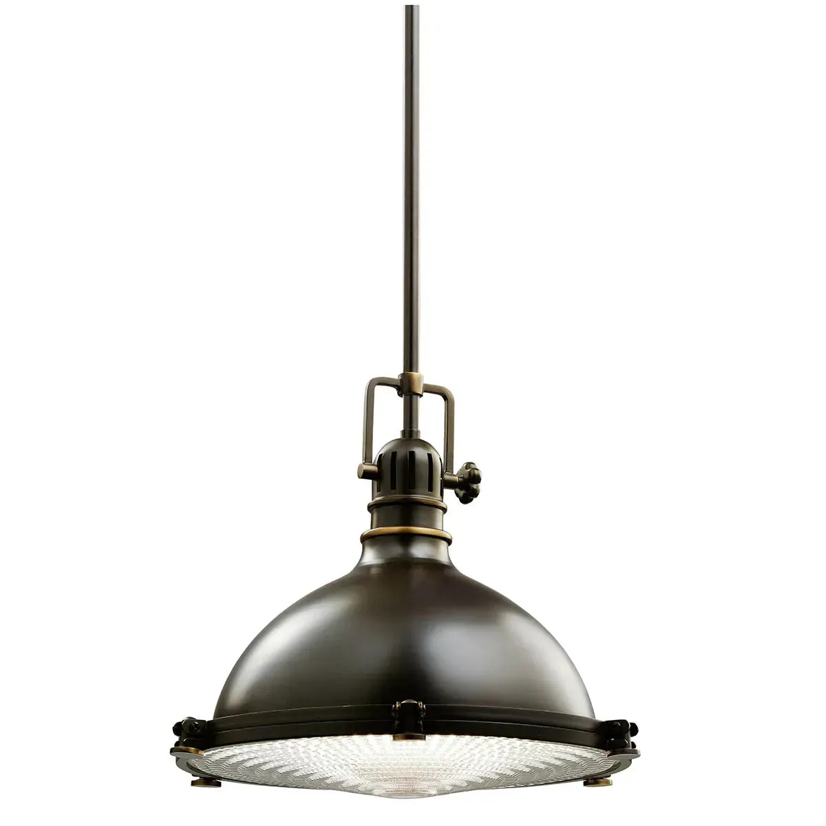 Hatteras Bay 13" 1-Light Pendant Light with Clear fresnel glass, Olde bronze Finish