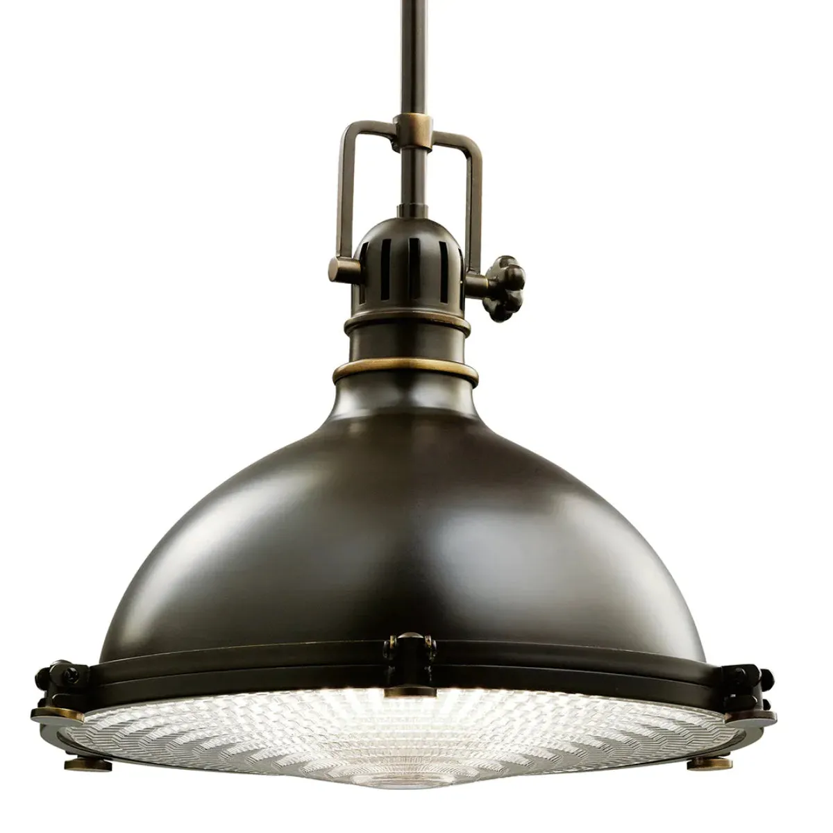 Hatteras Bay 13" 1-Light Pendant Light with Clear fresnel glass, Olde bronze Finish