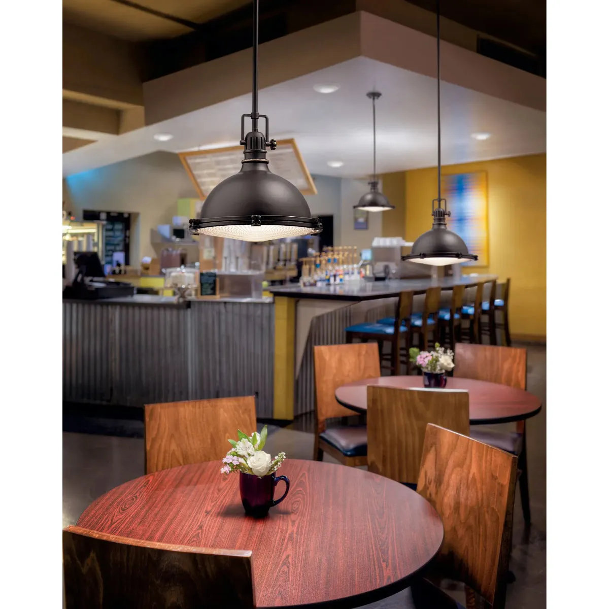 Hatteras Bay 13" 1-Light Pendant Light with Clear fresnel glass, Olde bronze Finish