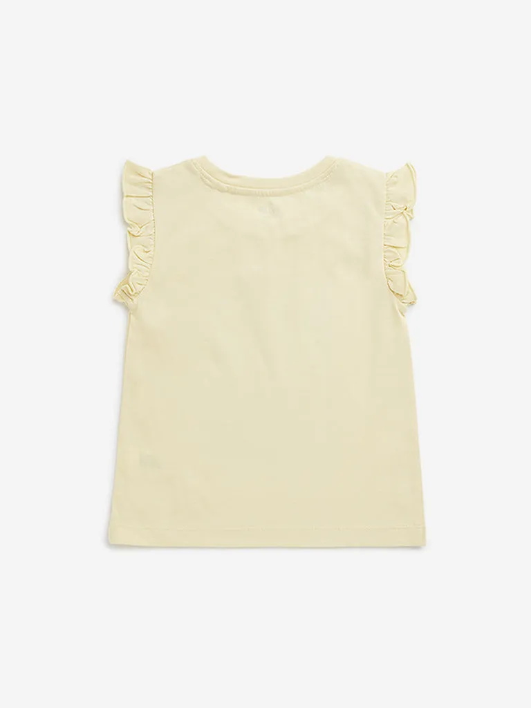 HOP Kids Light Yellow Animal Design Cotton T-Shirt