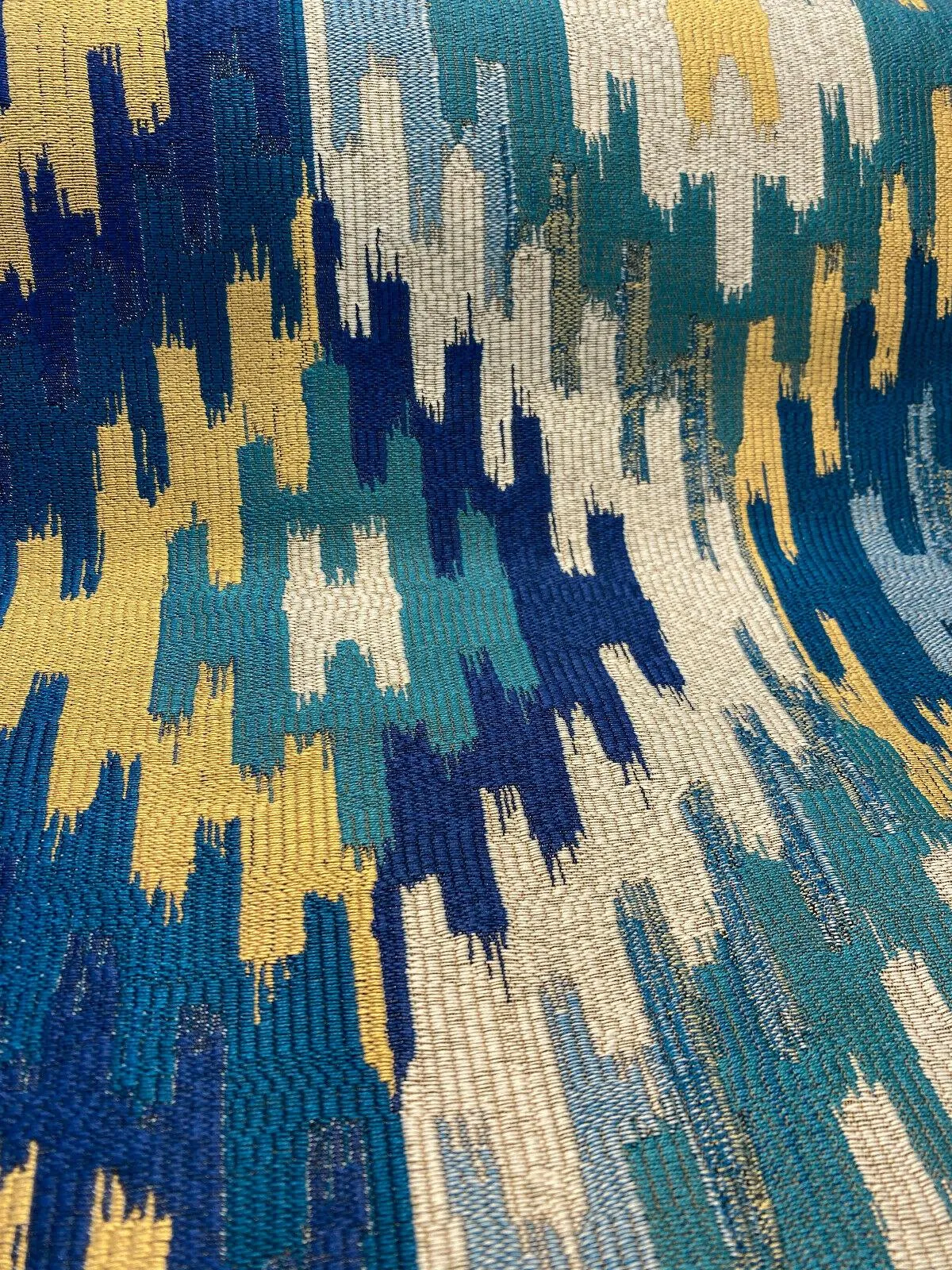Hupa Parrot Teal Ikat Jacquard SMC Upholstery Fabric By The Yard