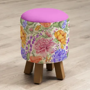 Idalia Monty Round Footstool Fuchsia