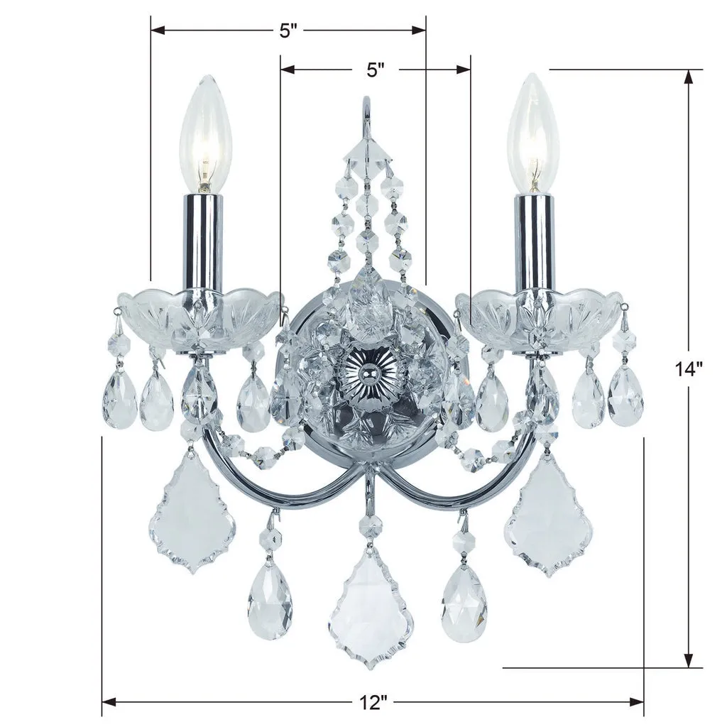 Imperial 2 Light Hand Cut Crystal Polished Chrome Sconce