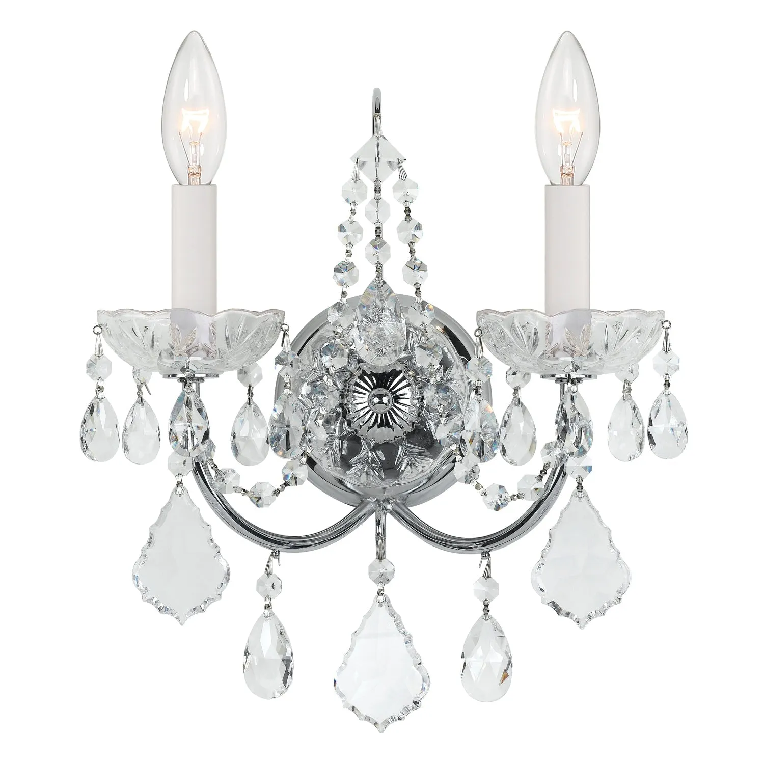 Imperial 2 Light Swarovski Strass Crystal Polished Chrome Sconce