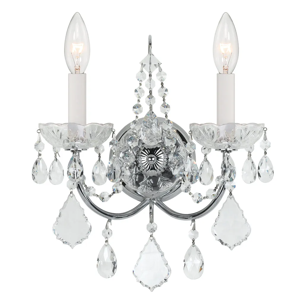 Imperial 2 Light Swarovski Strass Crystal Polished Chrome Sconce