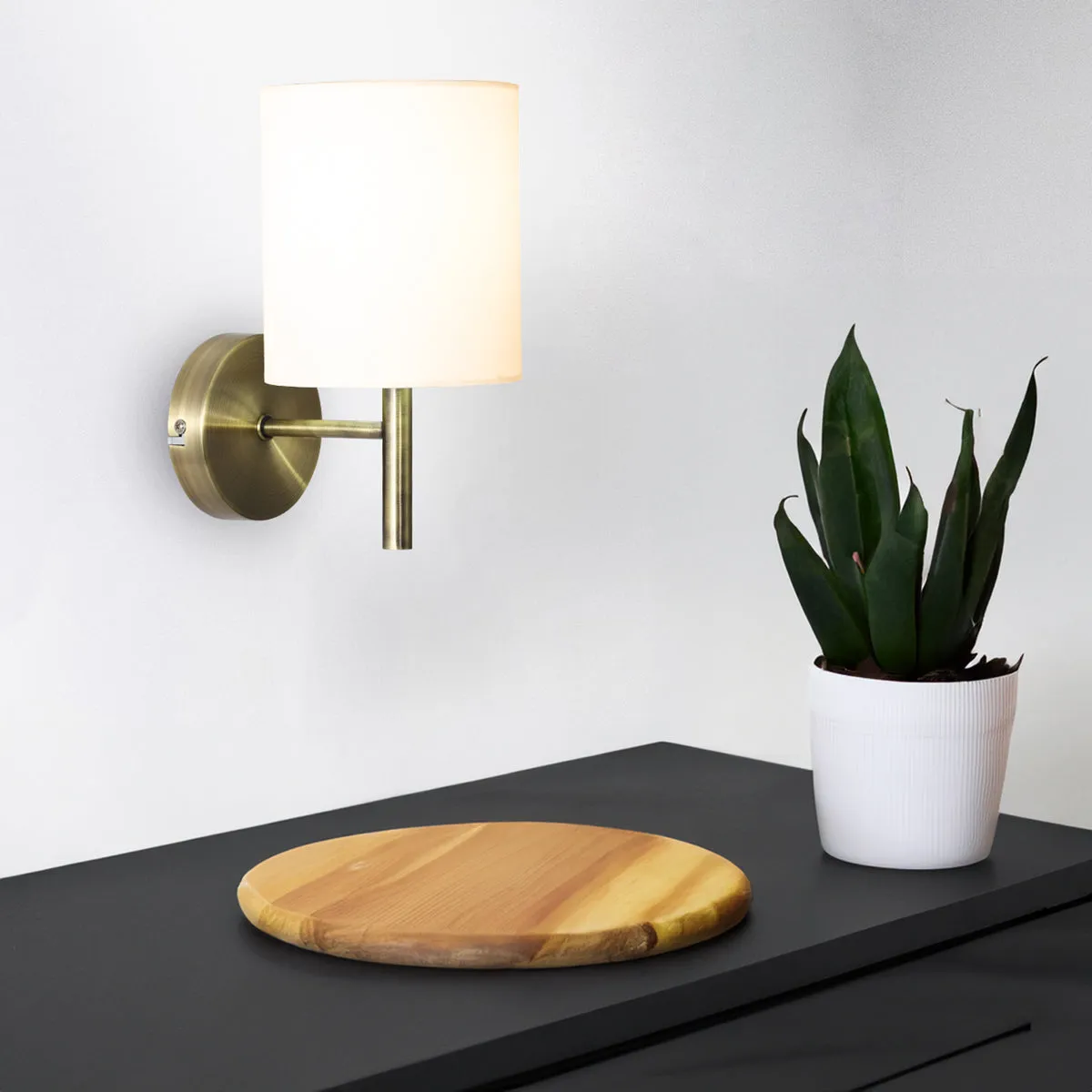 Ivy Metal and Fabric Indoor Wall Light - Antique Brass or Satin Chrome, PL0098