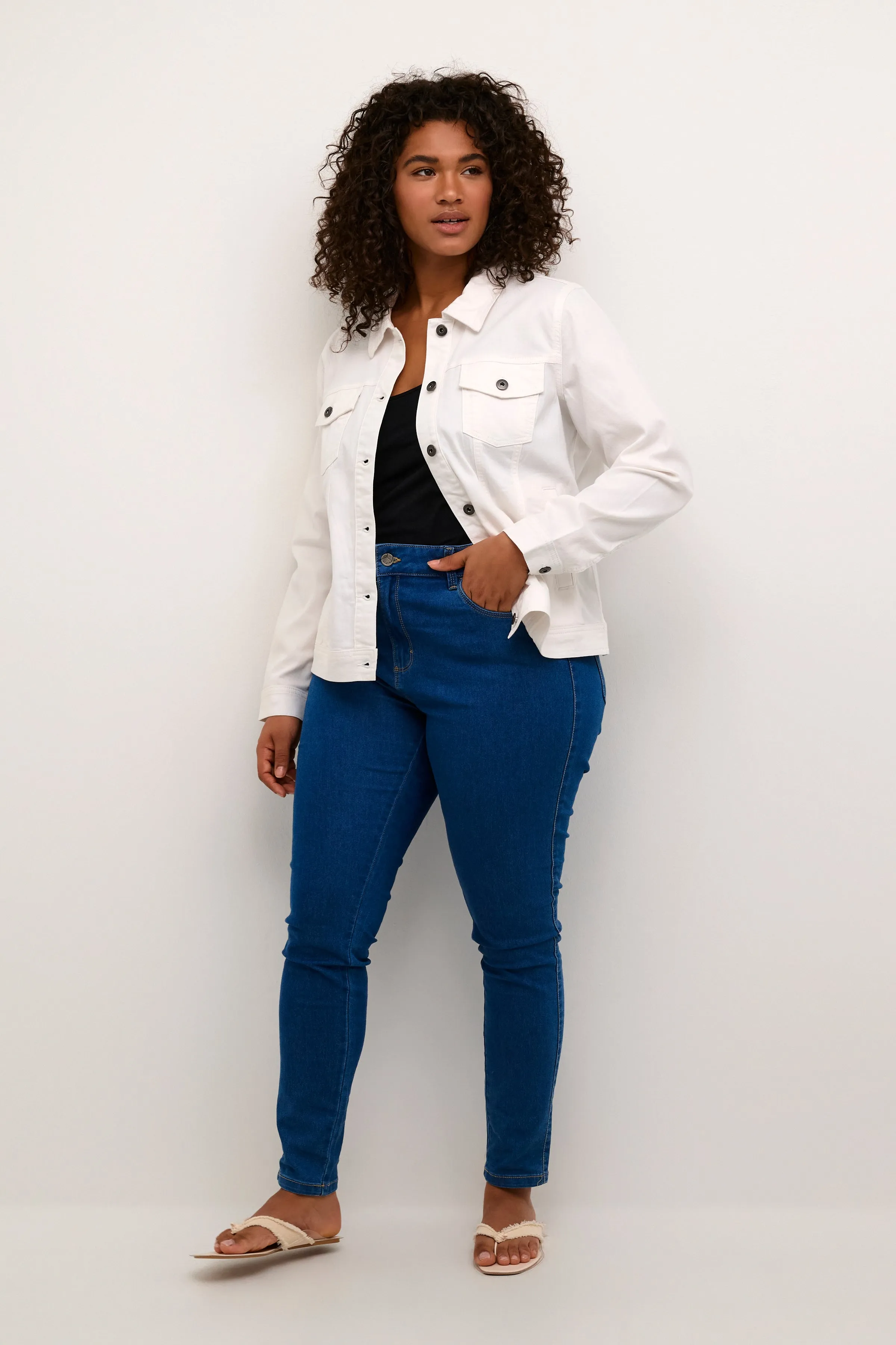 Kaffe Curve White Denim Jacket