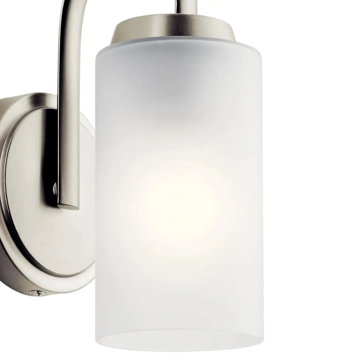 Kennewick 10" 1-Light Wall Sconce With Clear Satin Etched Glass, Brushed Nickel Finish