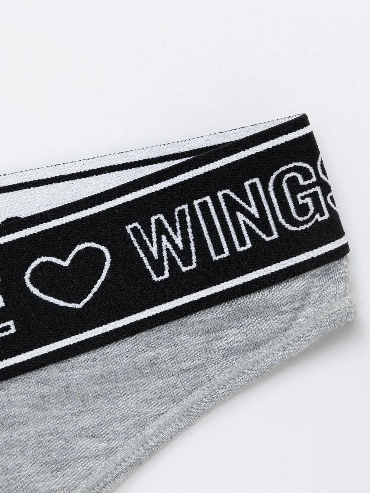Letter & Heart Tape Double-layers Pure Cotton Panty Light Grey