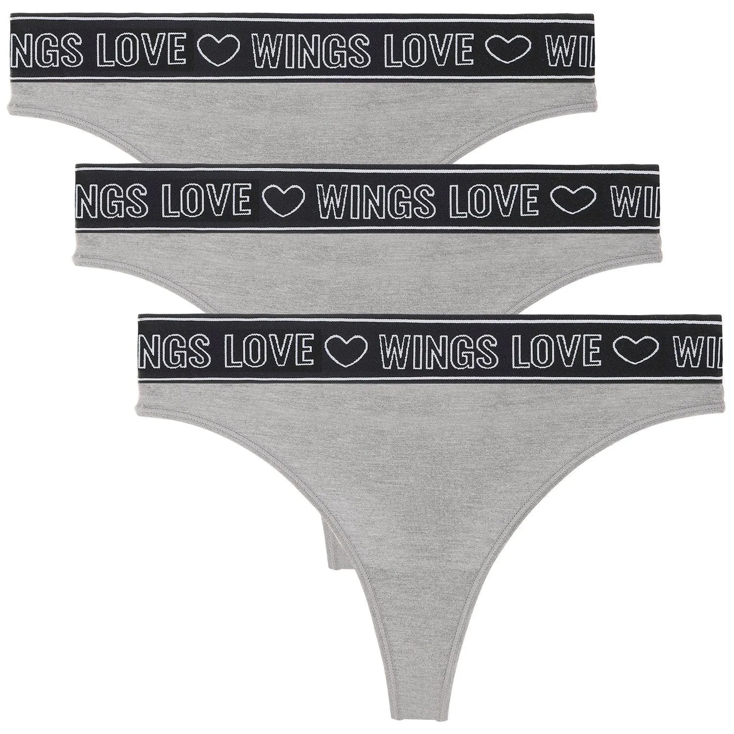 Letter & Heart Tape Double-layers Pure Cotton Panty Light Grey
