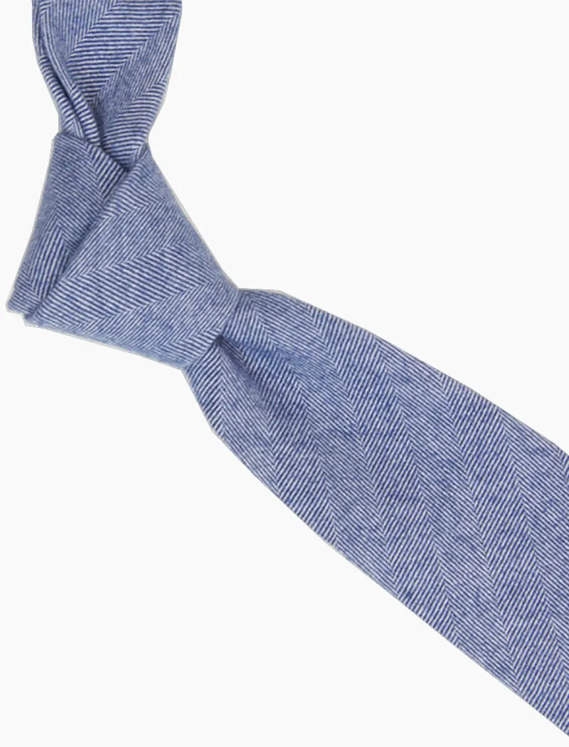 Light Blue Herringbone Cotton Tie