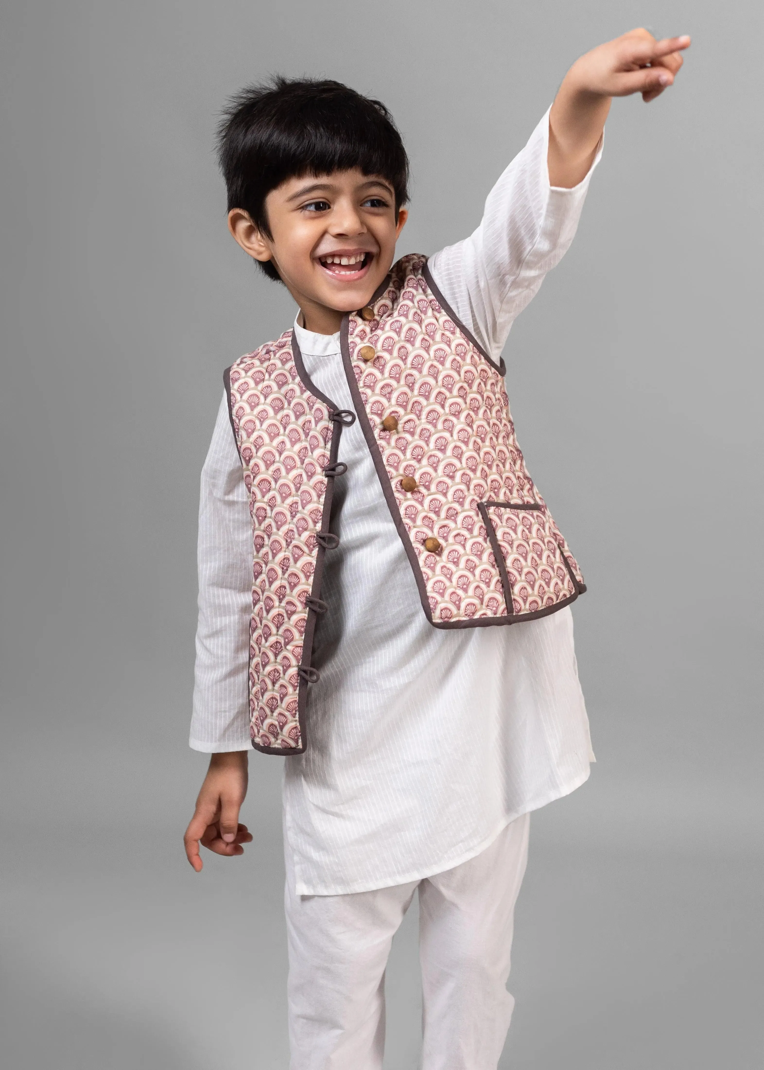 Lily bunch/Sunrays Cocoa & Pink 100% Cotton Reversible Bundi Jacket Unisex (0-12 Years)