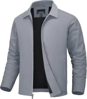 MAGNIVIT Men's Lightweight Jackets Light Windbreaker Full Zip Up Stylish Golf Coat Business Work Casual Dress