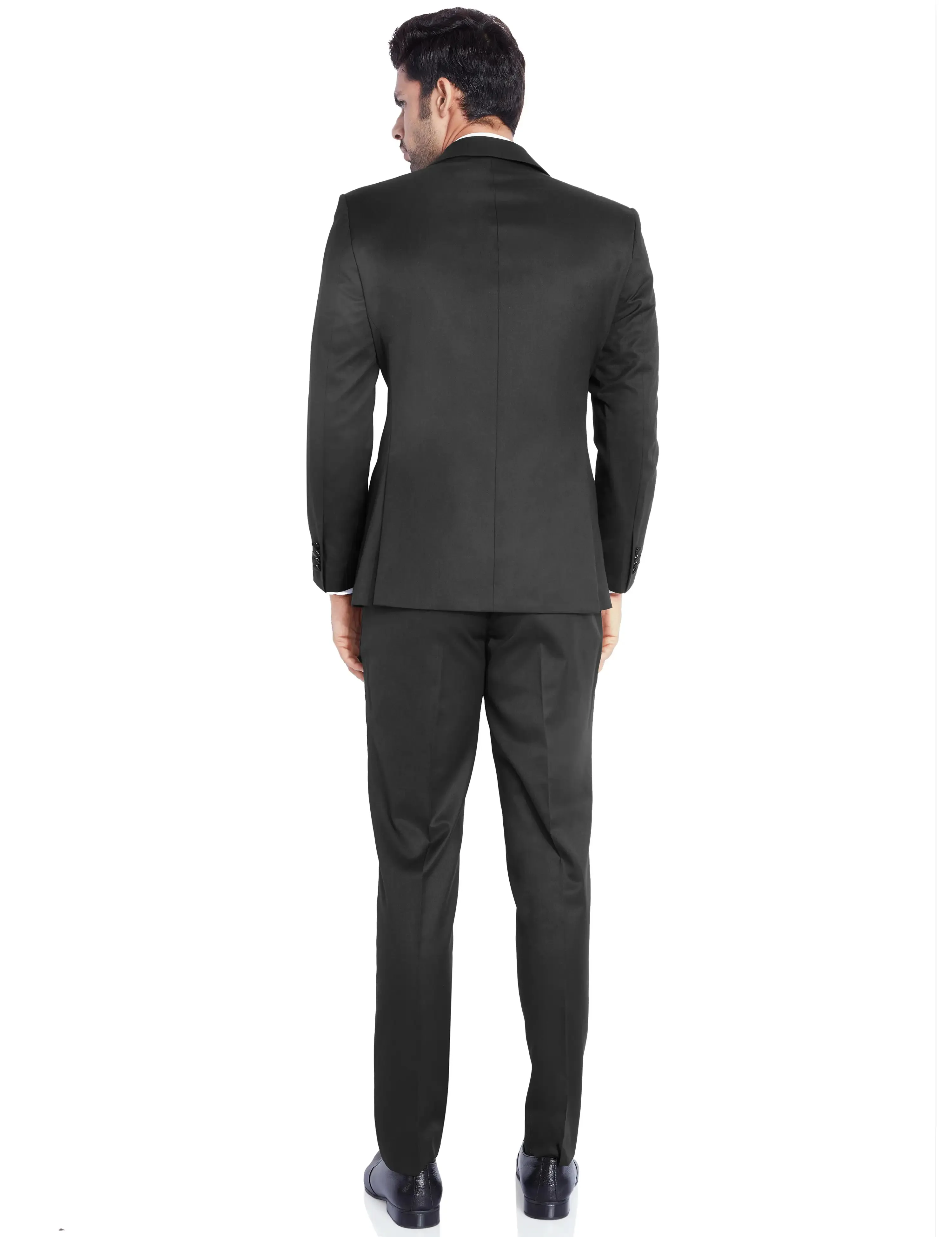 Men Black Polyester Blend Suit