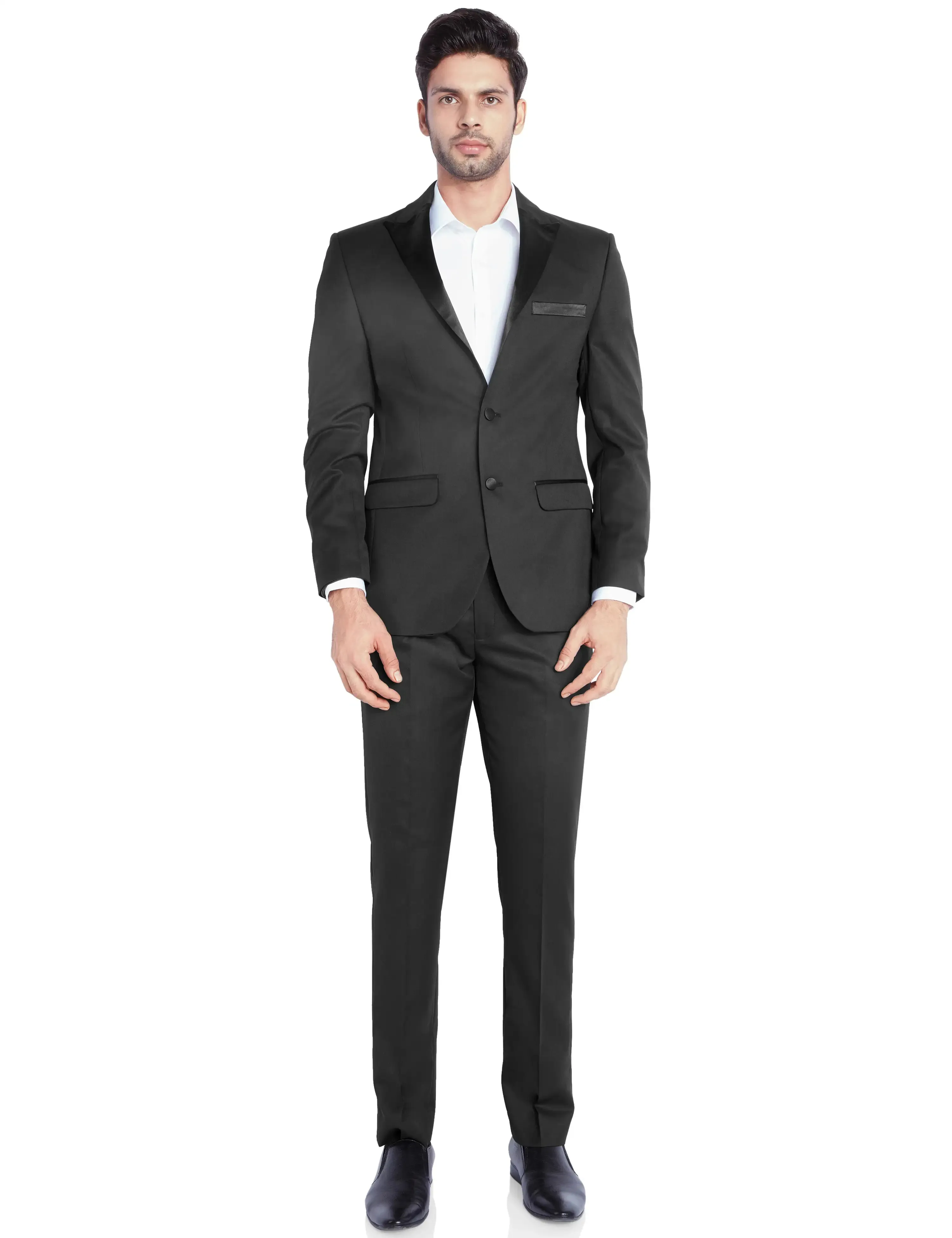 Men Black Polyester Blend Suit