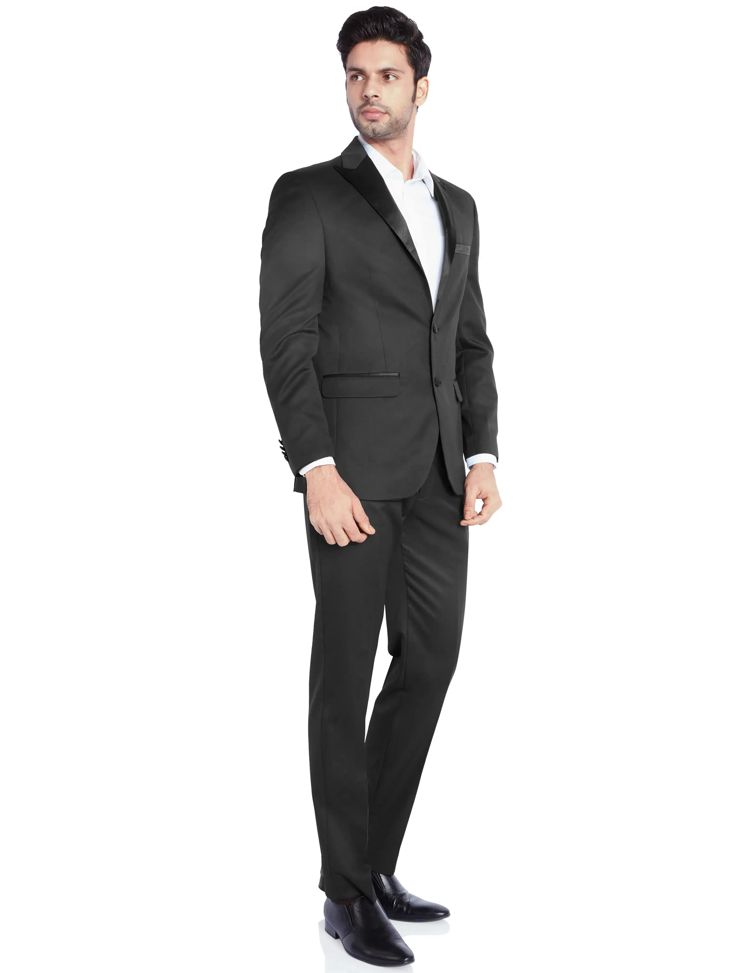Men Black Polyester Blend Suit