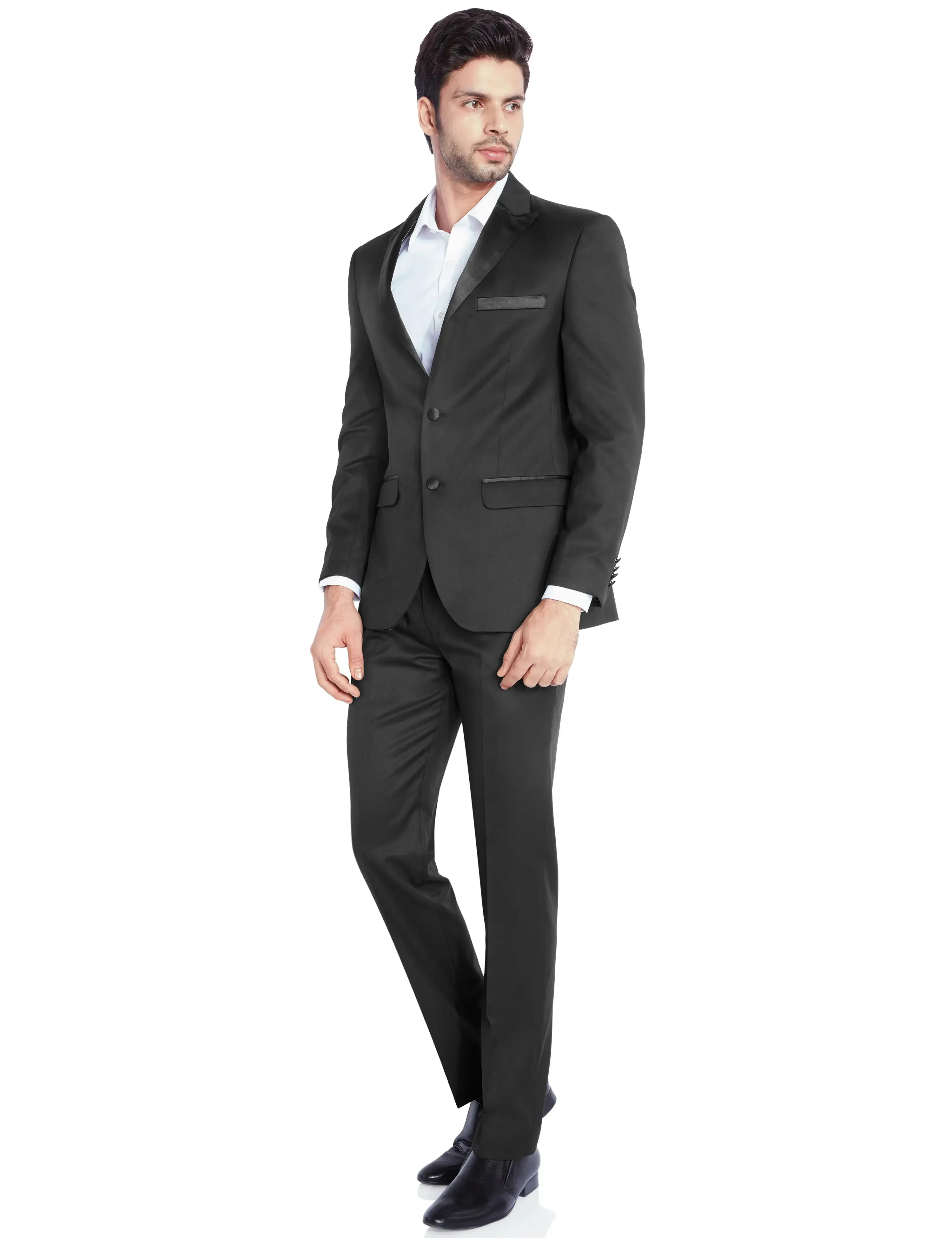 Men Black Polyester Blend Suit