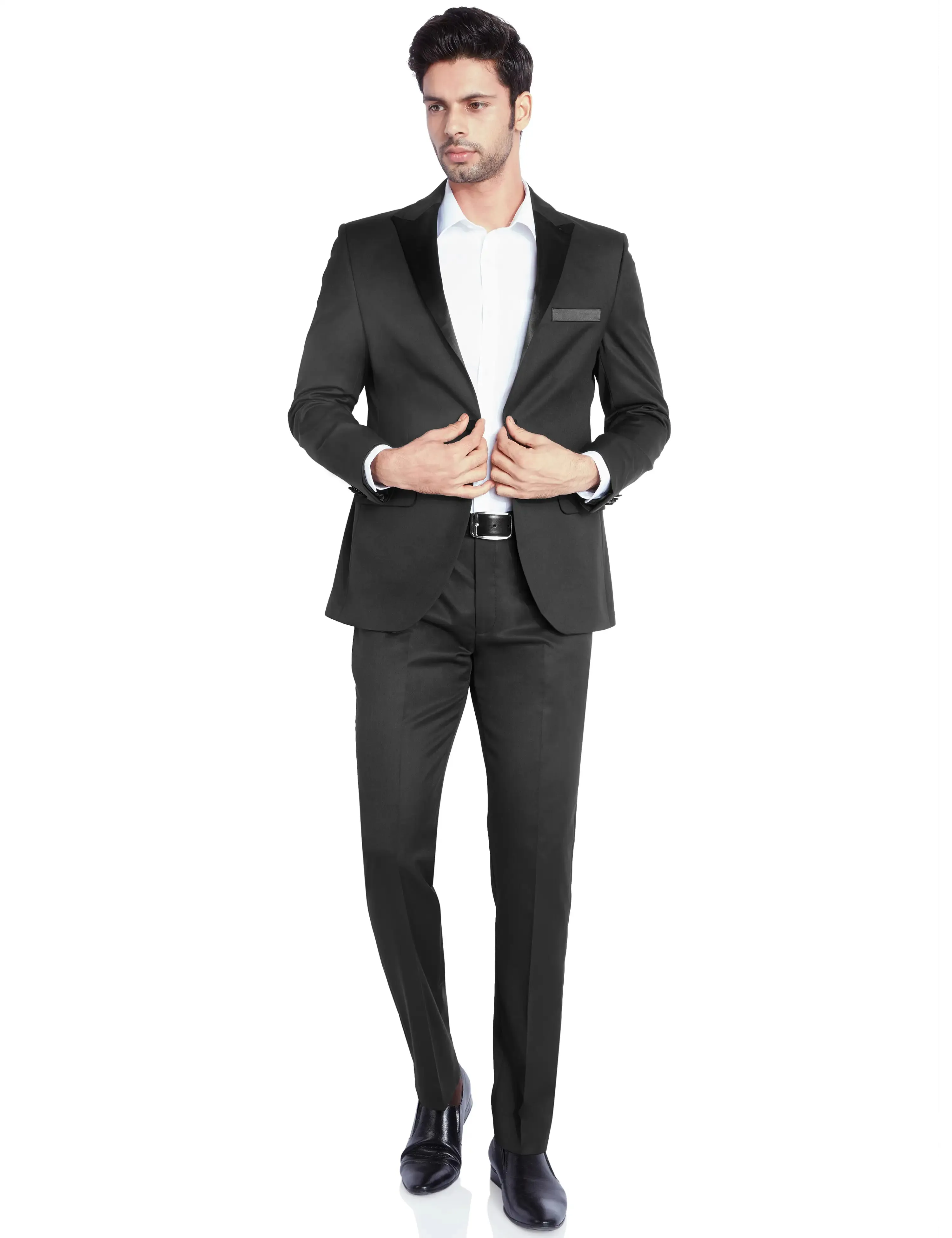 Men Black Polyester Blend Suit