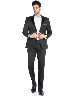Men Black Polyester Blend Suit