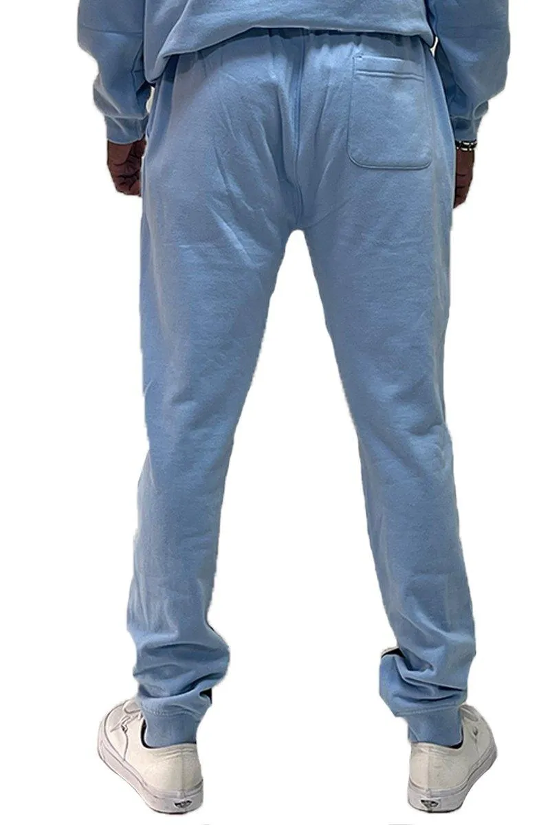 Mens Light Blue White And Blue Color Block Sweat Pants