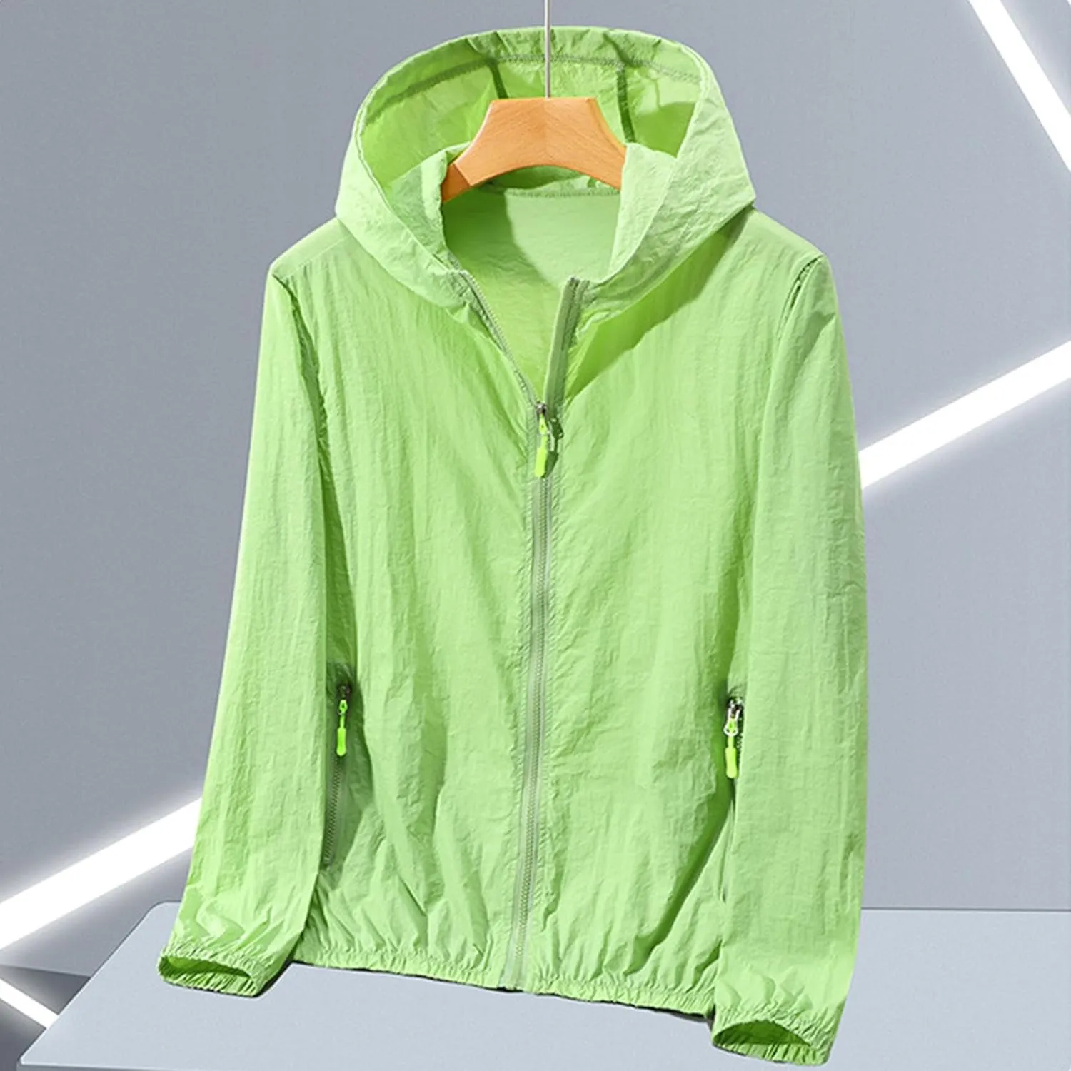 Mens Summer Jackets Plus Size Fashion Thin Sun Protection Hooded Sweatshirt Loose Comfy Pocket Sport Hoodies Coat