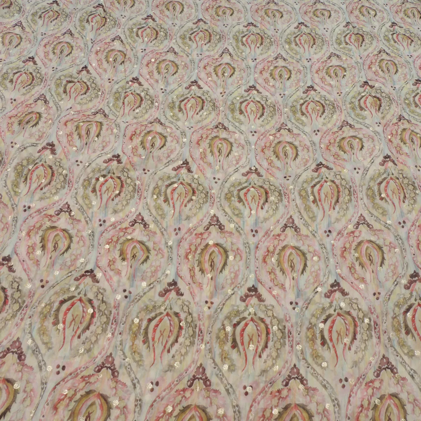 Orange Floral Digital Print On Viscose Organza Fabric