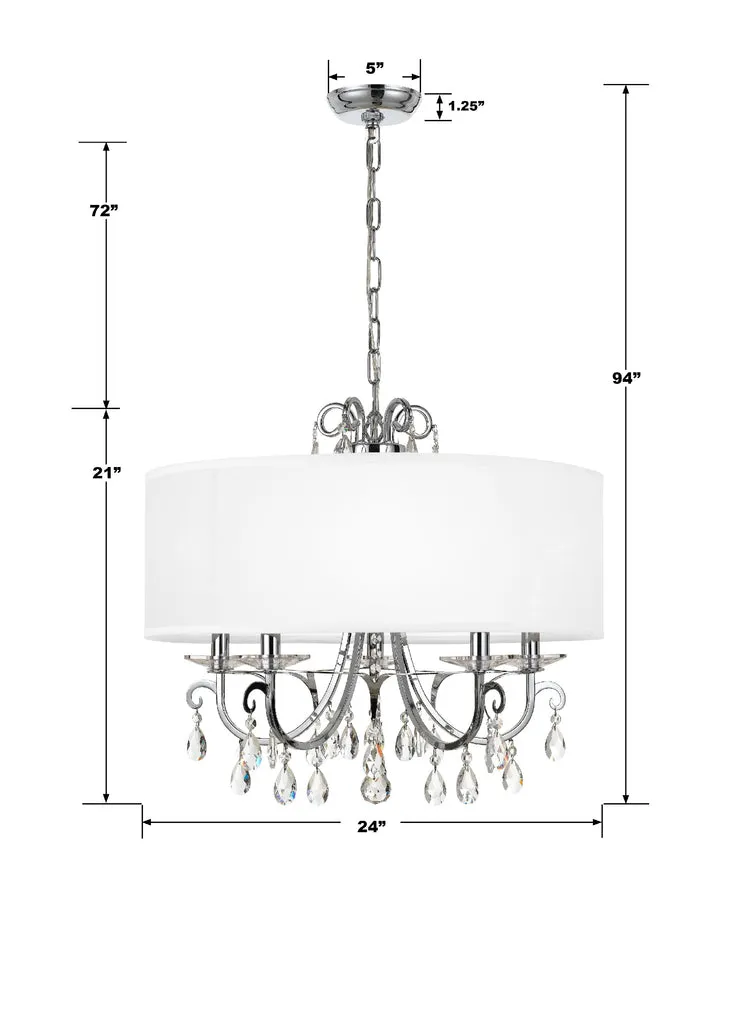 Othello 5 Light Clear Crystal Polished Chrome Chandelier