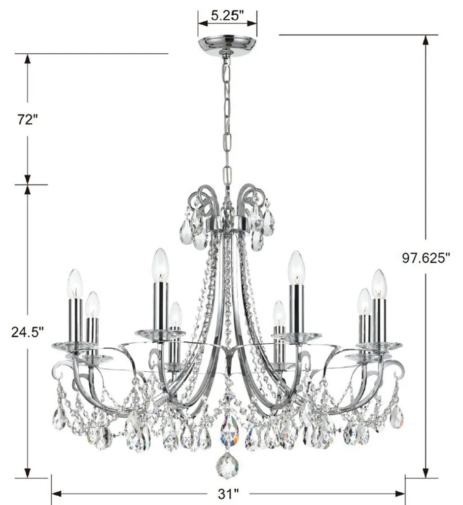 Othello 8 Light Swarovski Strass Crystal Polished Chrome Chandelier
