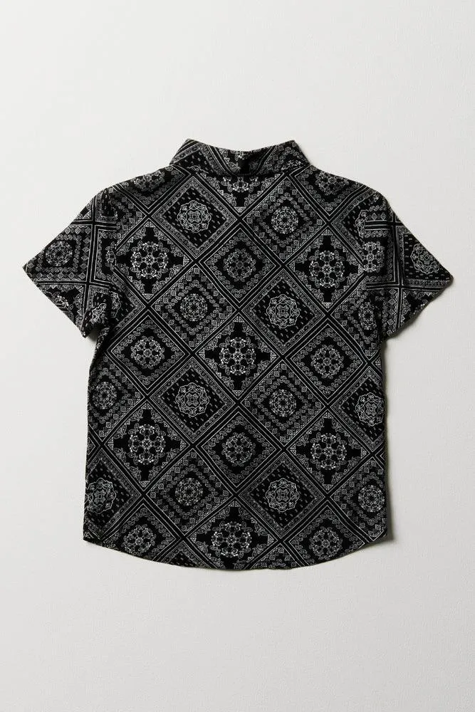 Paisley Short Sleeve Shirt Black
