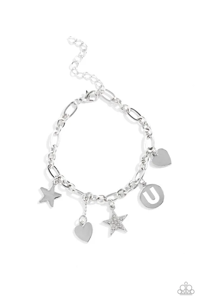 Paparazzi Bracelet ~ Legacy Letters - White - U