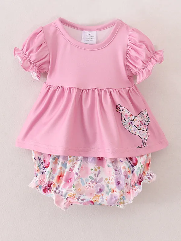 Pink Baby Girls Farm Short Set