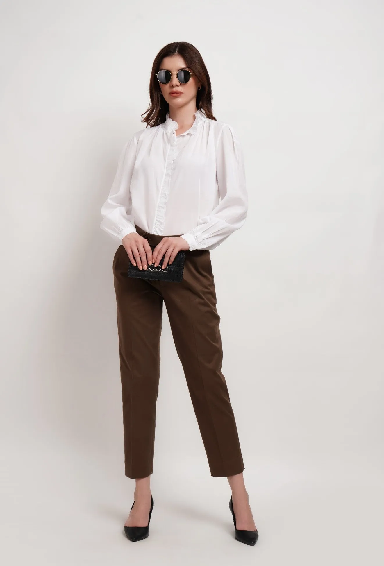 Ruffled Neck & Placket Shirt