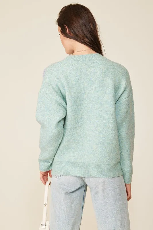 Sage Multi Color Flower Sweater