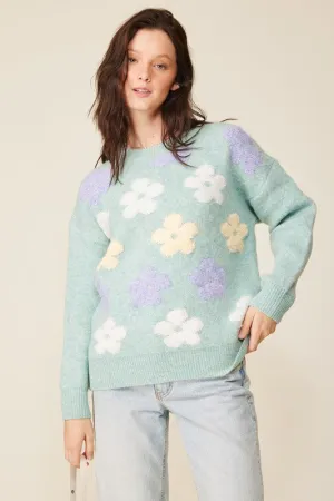 Sage Multi Color Flower Sweater