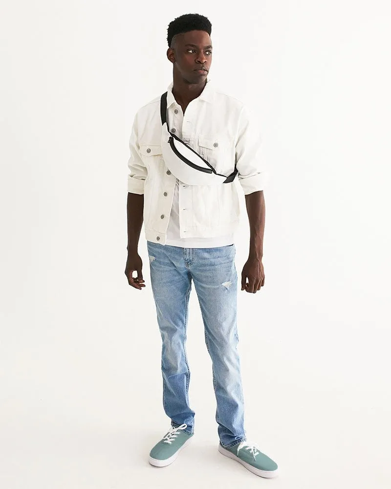 Shaded Pale Pastel Blue-Green Gray Canvas Sneakers | Men's | C30M0Y15K30