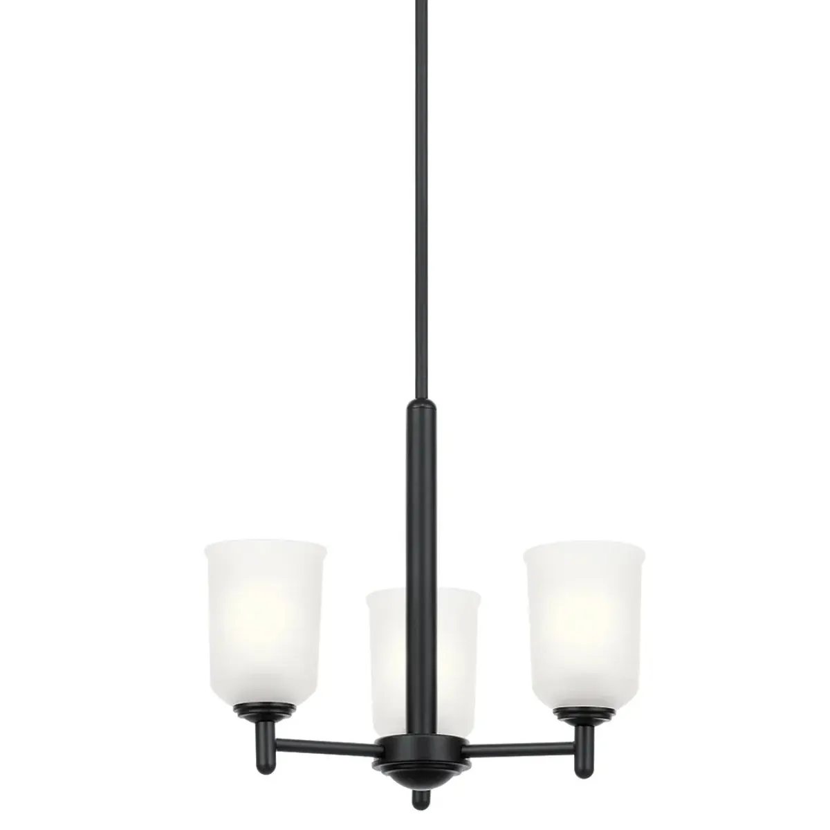 Shailene 18" 3-Light Mini Chandelier with Clear Satin Etched Glass, Black Finish
